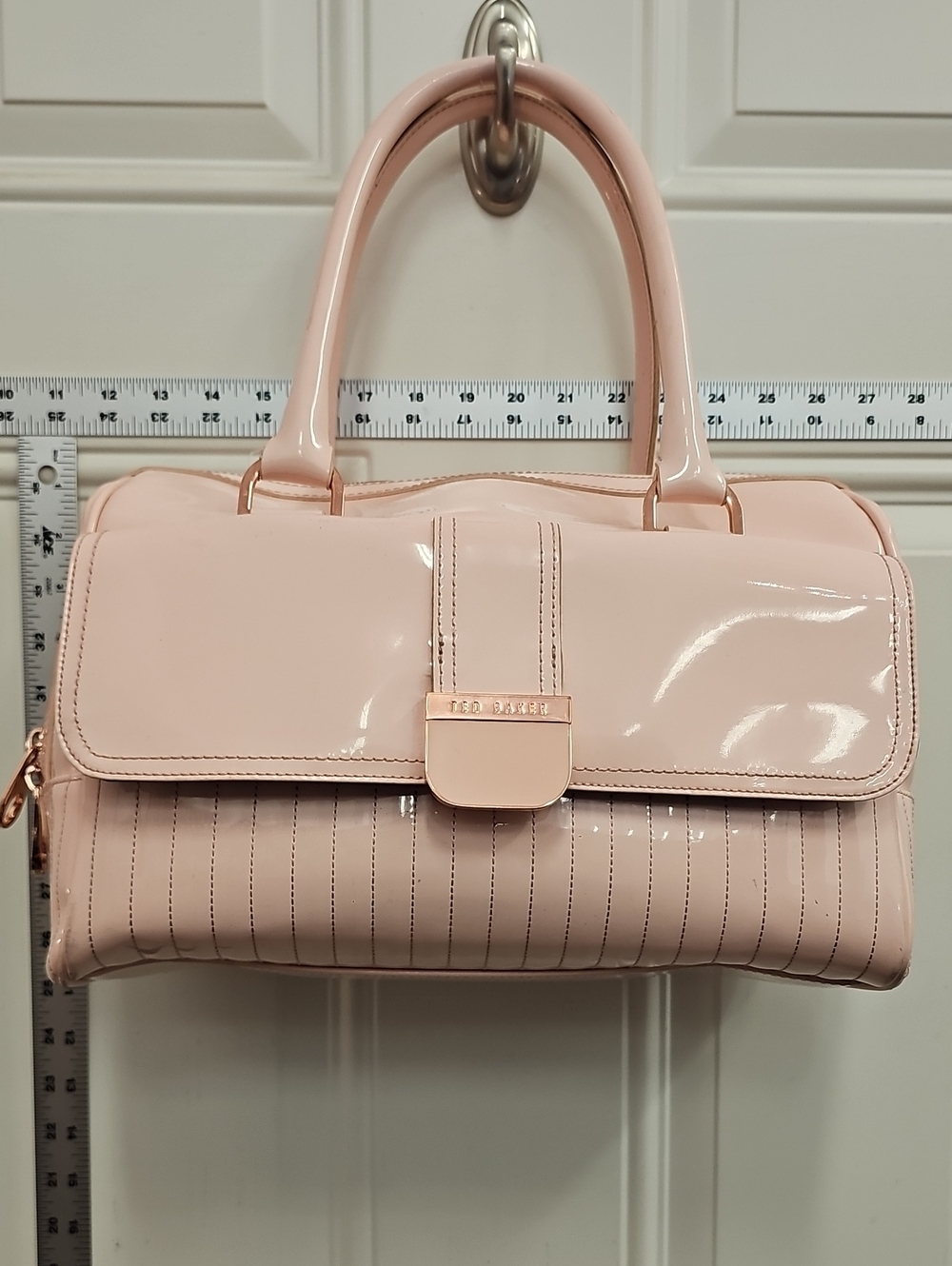 Ted Baker Pink Patent Satchel with Rose Gold Accents